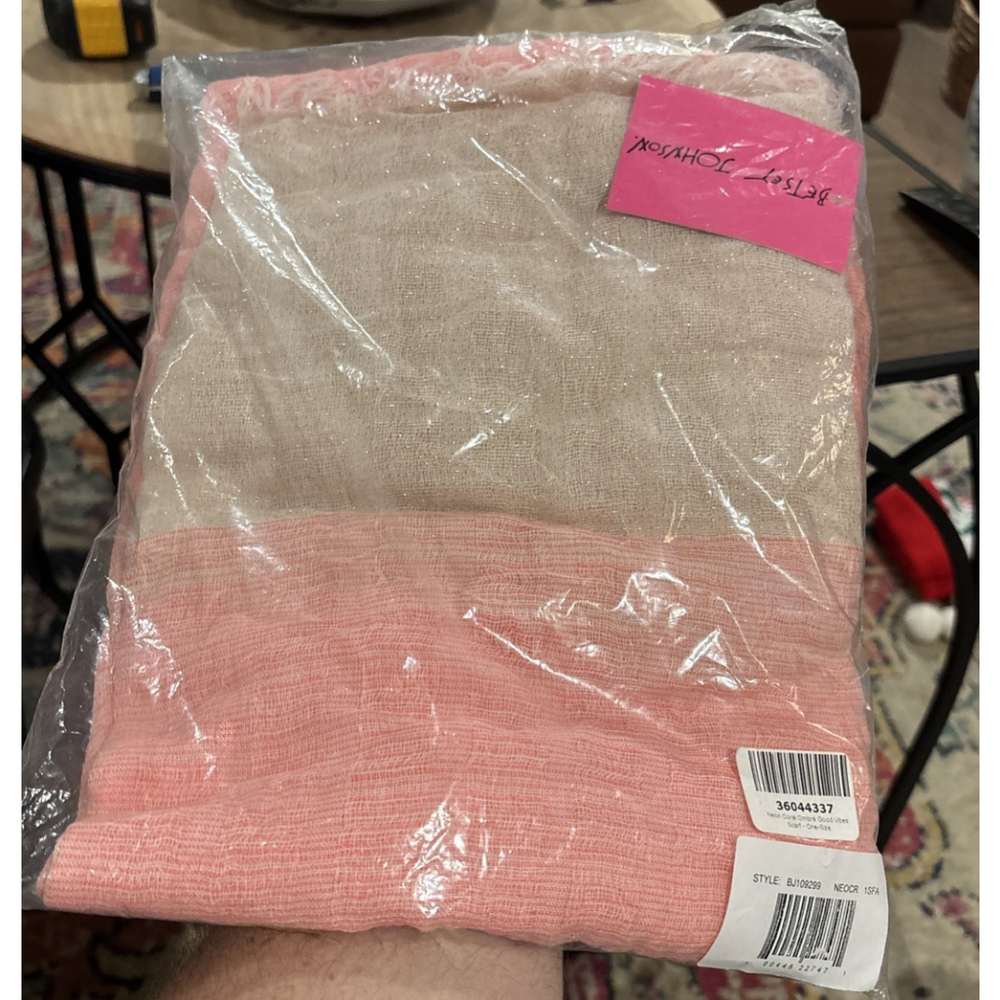 NWT Betsey Johnson Neon Coral Ombré Good Vibes Scarf One Size